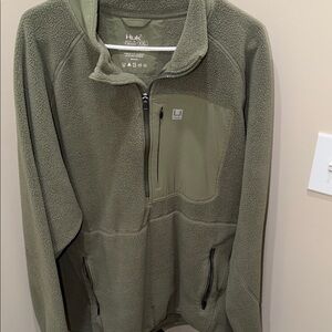 Huk Olive Green Fleece Quarter-Zip Pullover